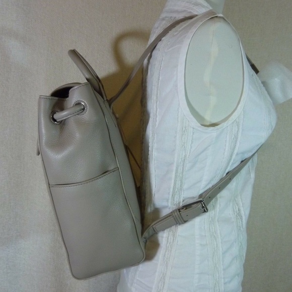 NEW Tory Burch Britten Gray Leather Medium Backpack